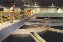 A drinking reservoir at the water treatment facility